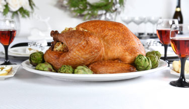 roast turkey with artichoke and asiago dressing