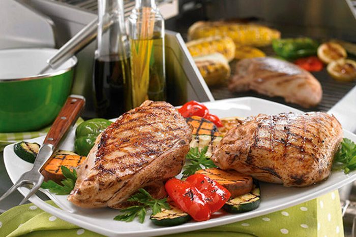 grilled turkey and vegetables