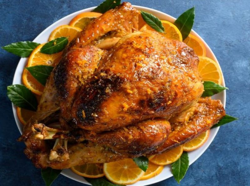 roasted turkey with orange slices