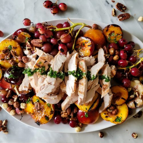 Turkey with Grilled Stone Fruit & Nuts