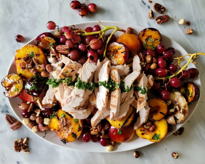 Turkey with Grilled Stone Fruit & Nuts