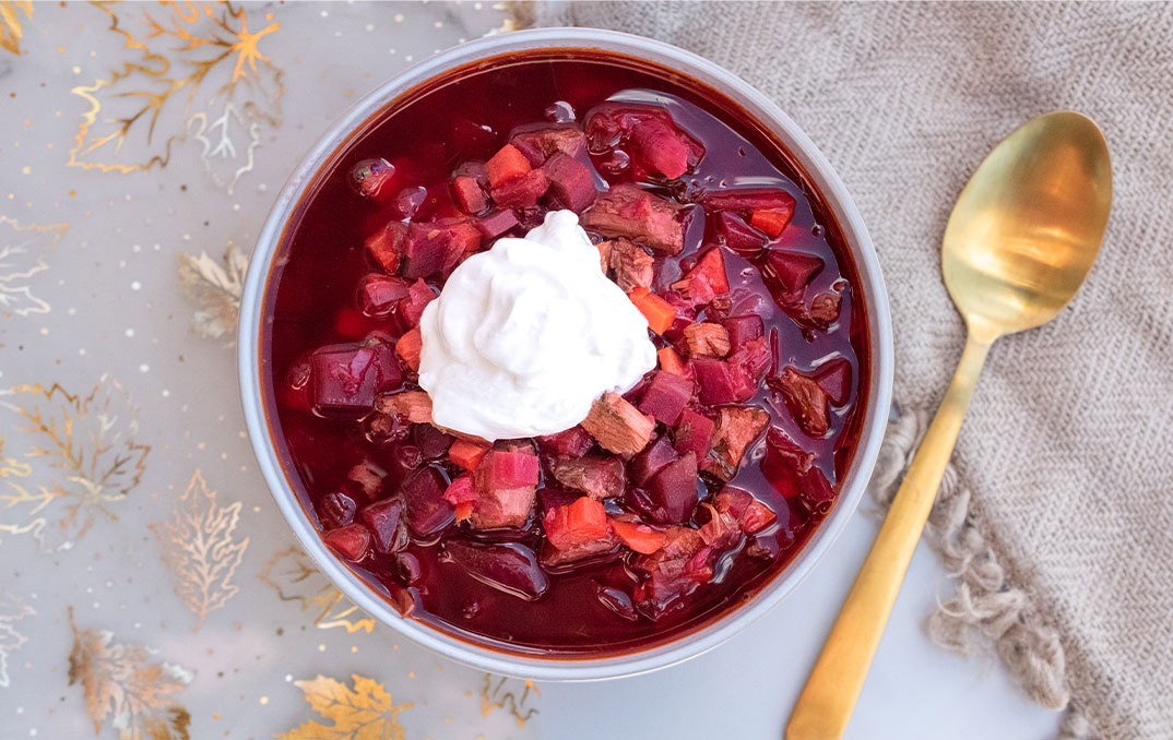 Turkey Borscht in a bowl