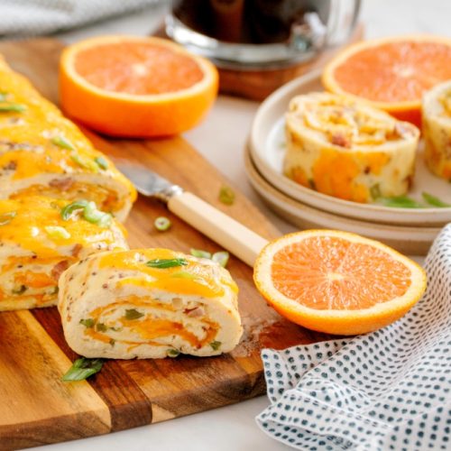 Turkey Kielbasa and Cheese Rolled Omelet