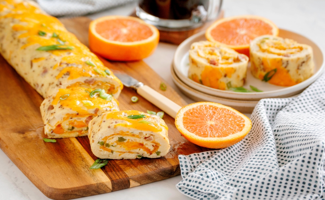 Turkey Kielbasa and Cheese Rolled Omelet