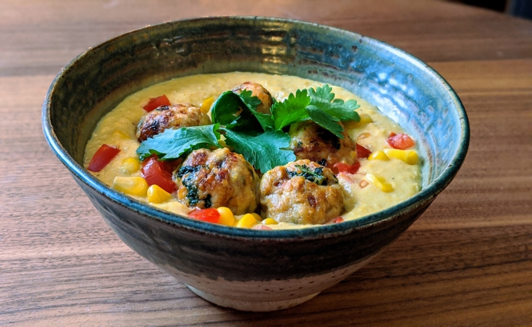 Mexican Corn and Turkey Meatballs Soup (Albondigas Soup)