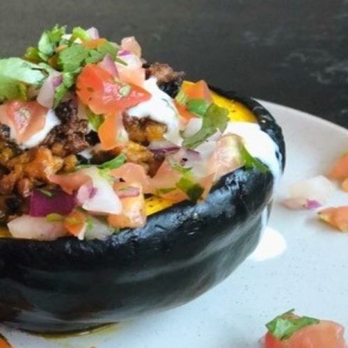 Thai turkey stuffed squash with fresh sambal