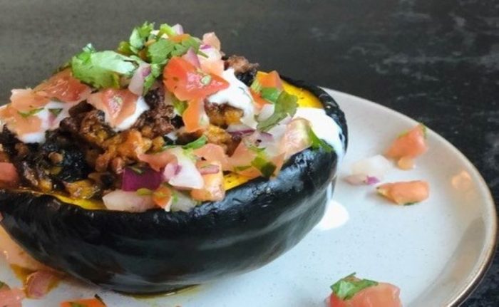 Thai turkey stuffed squash with fresh sambal