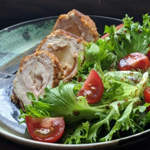 Cordon Bleu All-Turkey Cutlets and salad