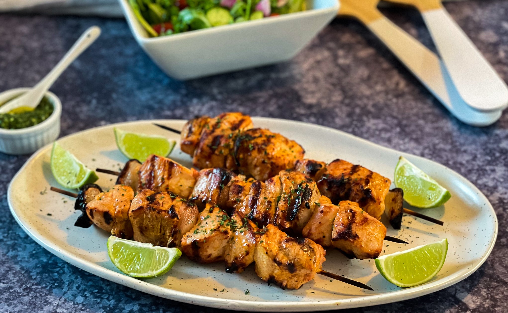 Lime and Tequila Marinated Turkey Skewers