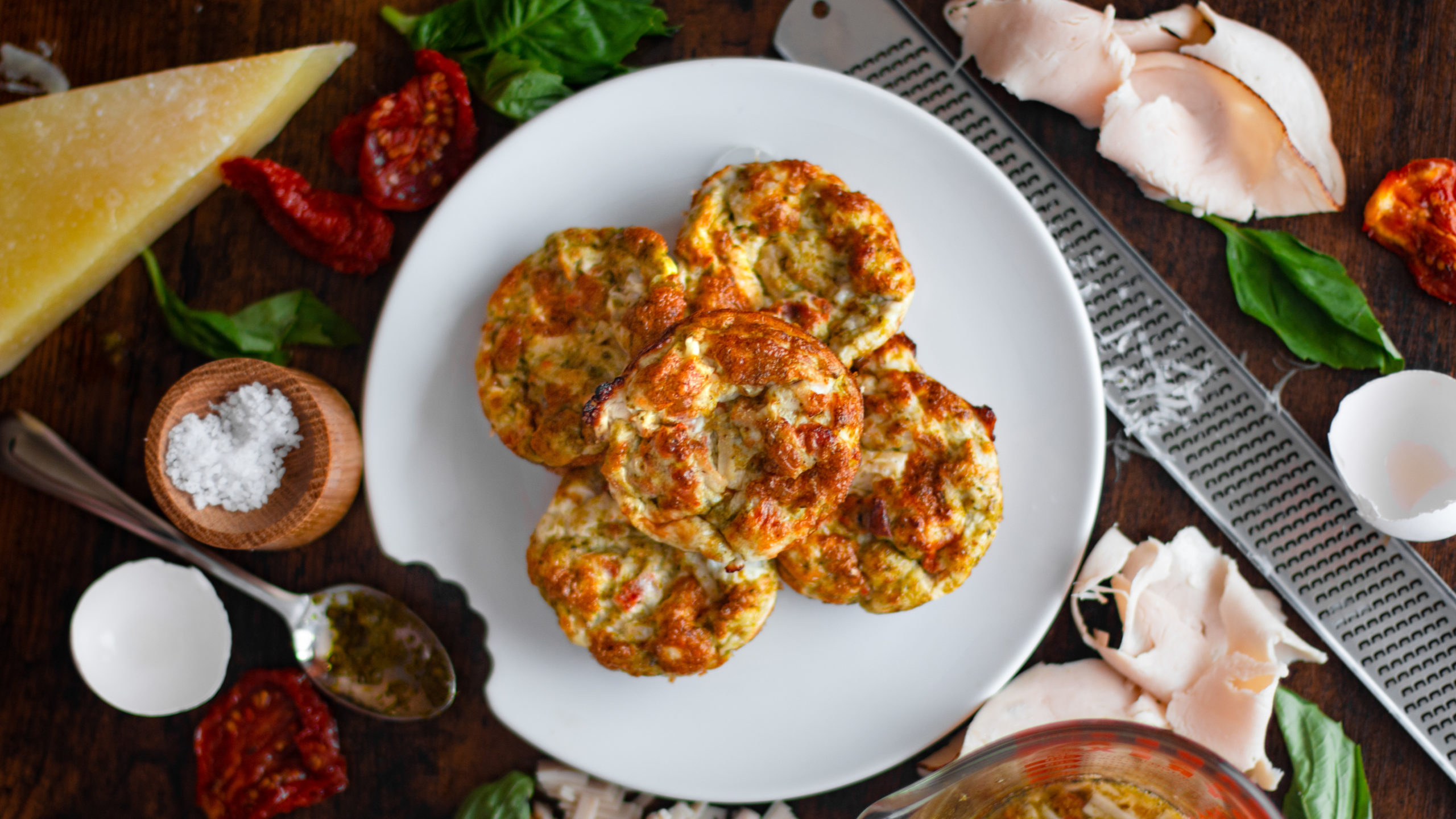 Turkey Pesto Frittata Bites on a plate