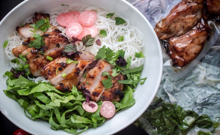 Grilled Turkey Rice Noodle Bowls