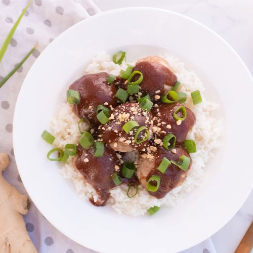 Hoisin & peanut turkey meatballs with rice