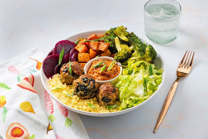 Mediterranean Bowl with Turkey Meatballs