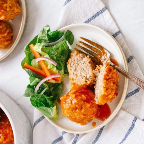 Instant Pot Turkey Rice Meatballs on a plate
