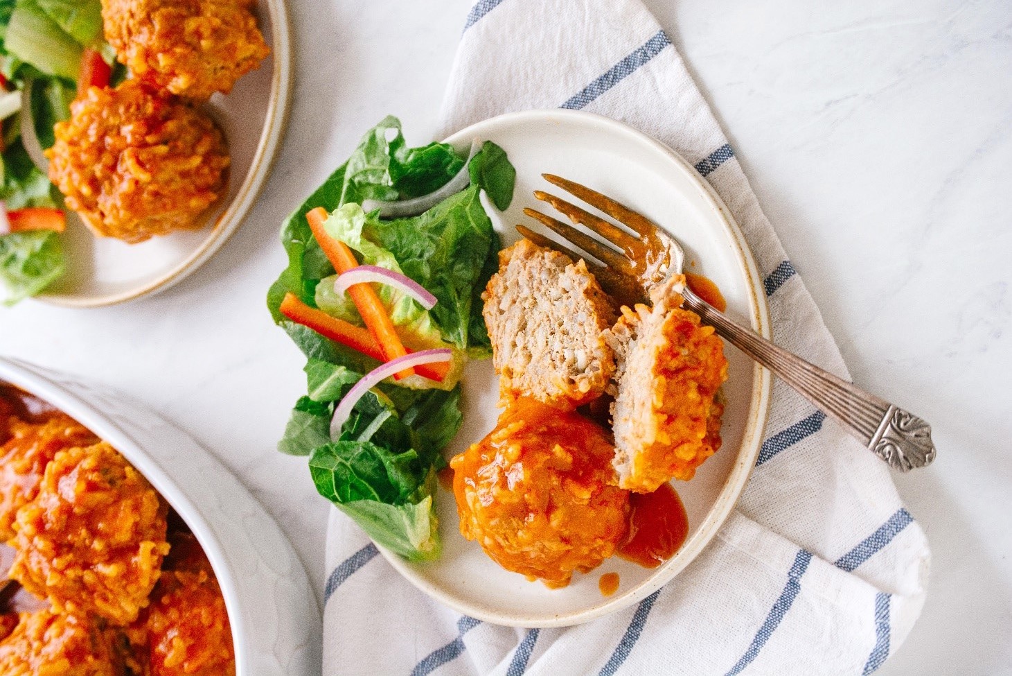 Instant Pot Turkey Rice Meatballs on a plate