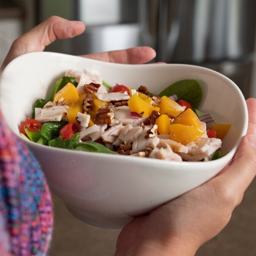 Peach Turkey Salad in a bowl