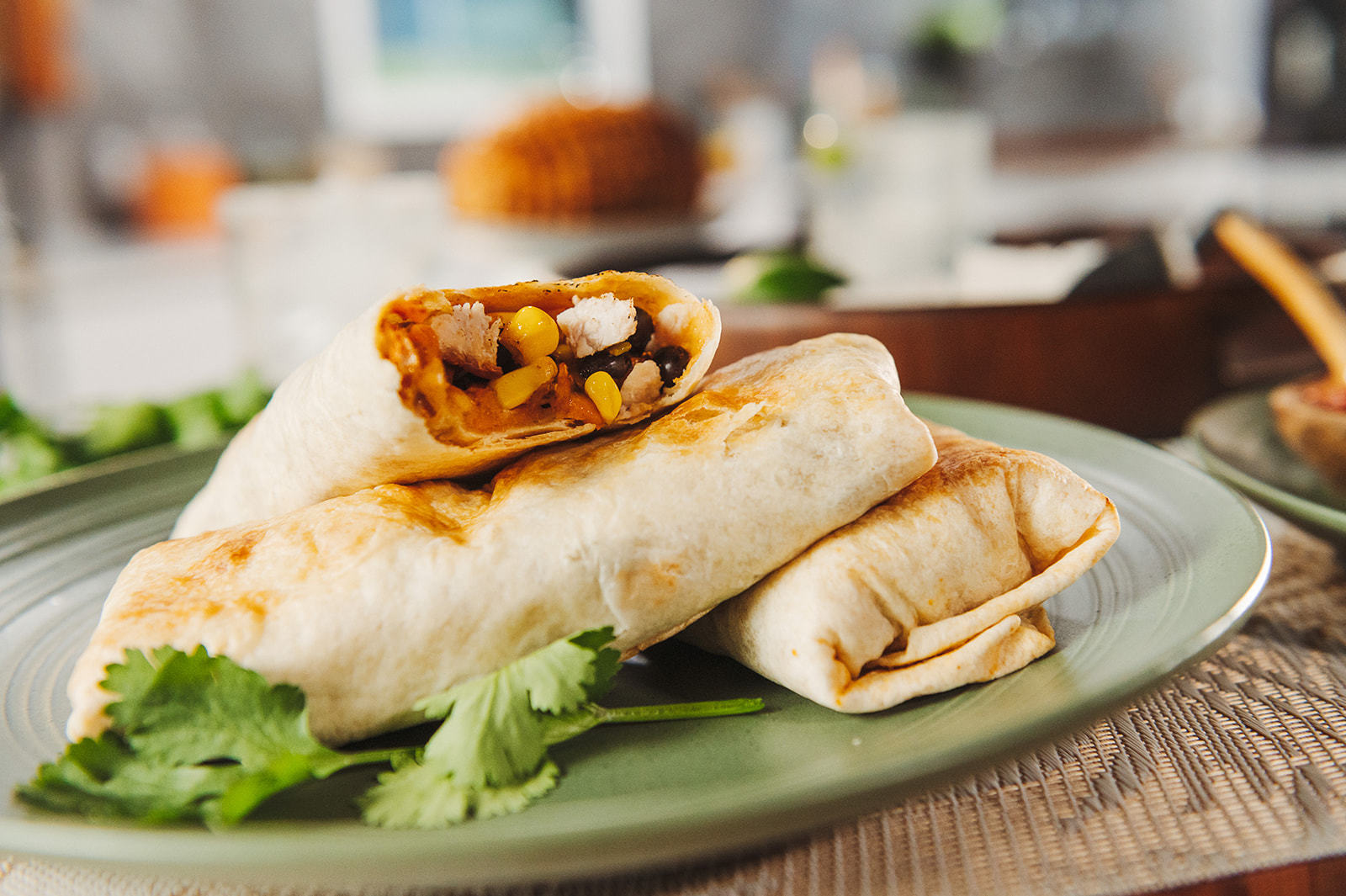 turkey wraps on a plate