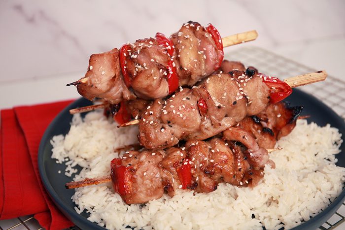 Brochette de dindon laquée au miel et gingembre à la friteuse à air