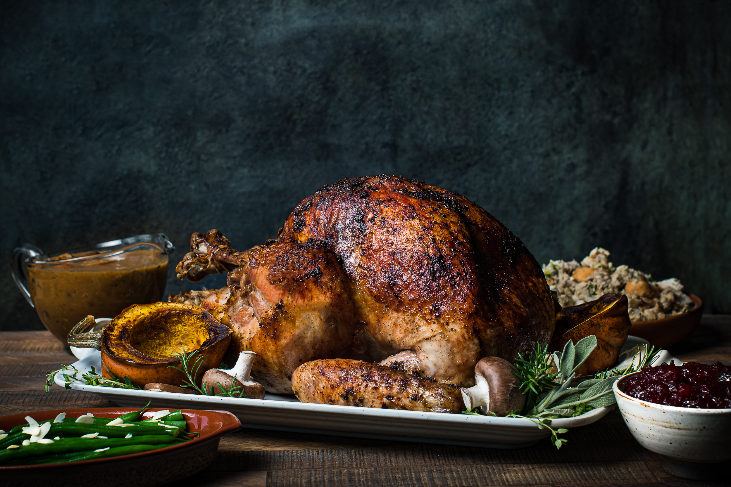 Mushroom and Herb-Rubbed Turkey with Mushroom Gravy