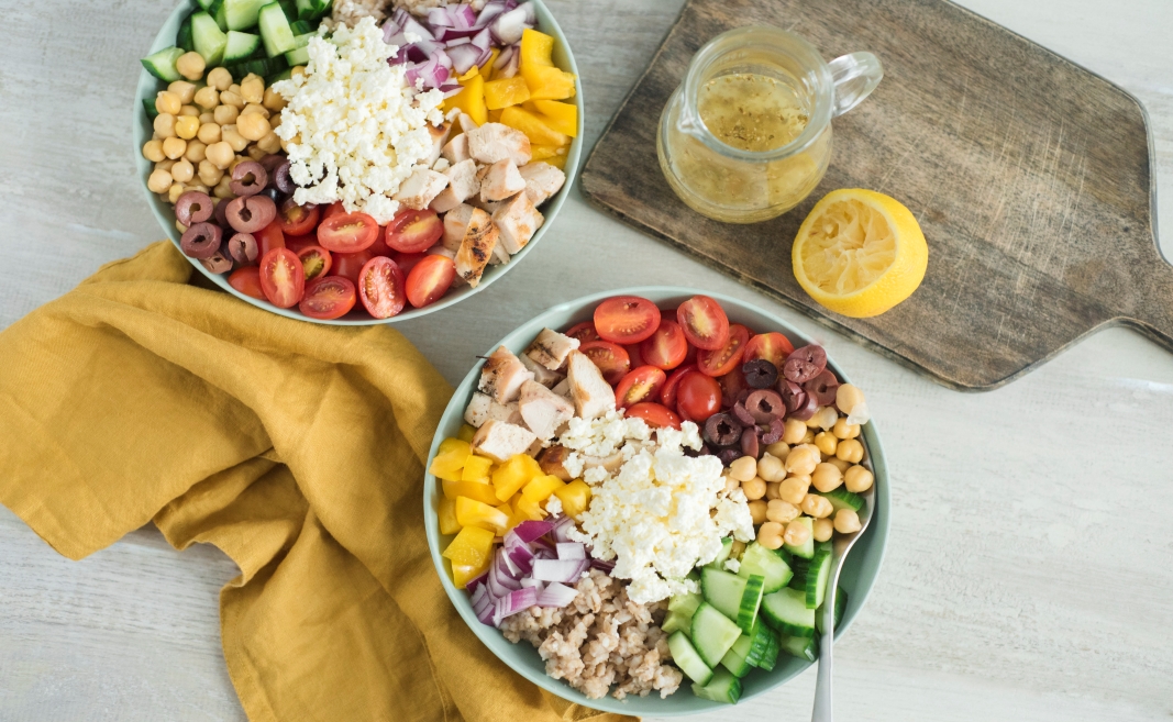 Mediterranean Turkey Nourish Bowl with Lemony Vinaigrette