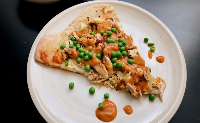 Pizza au dindon effiloché