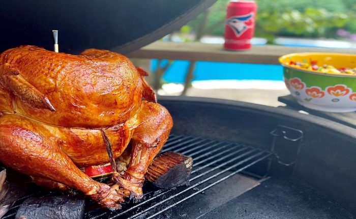 Beer Can Whole Turkey Glazed with Pineapple & Homemade Pineapple and Jalapeno Salsa