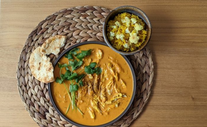 Pulled Turkey Korma with Turmeric Basmati Rice & Cauliflower