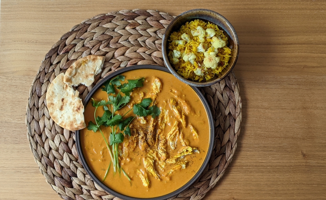 Pulled Turkey Korma with Turmeric Basmati Rice & Cauliflower