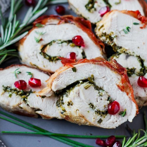 Prosciutto Wrapped Herbed Turkey Roulade