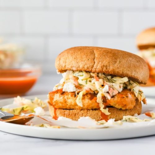 Spicy Turkey Burgers with Dill Slaw