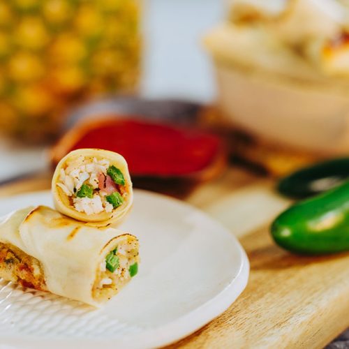Baked Turkey, Pineapple and Jalapeno Spring Rolls