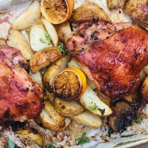 Sheet Pan Lemon Roasted Turkey Thighs & Potatoes