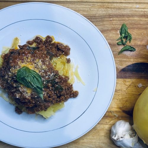 Spaghetti Squash Pasta with Turkey Bolognese