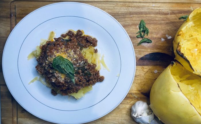 Spaghetti Squash Pasta with Turkey Bolognese