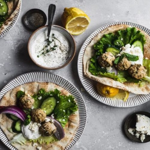 Greek Turkey Meatball Gyros