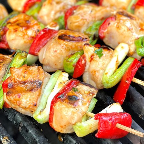 Red Pepper and Turkey Kabobs on the grill