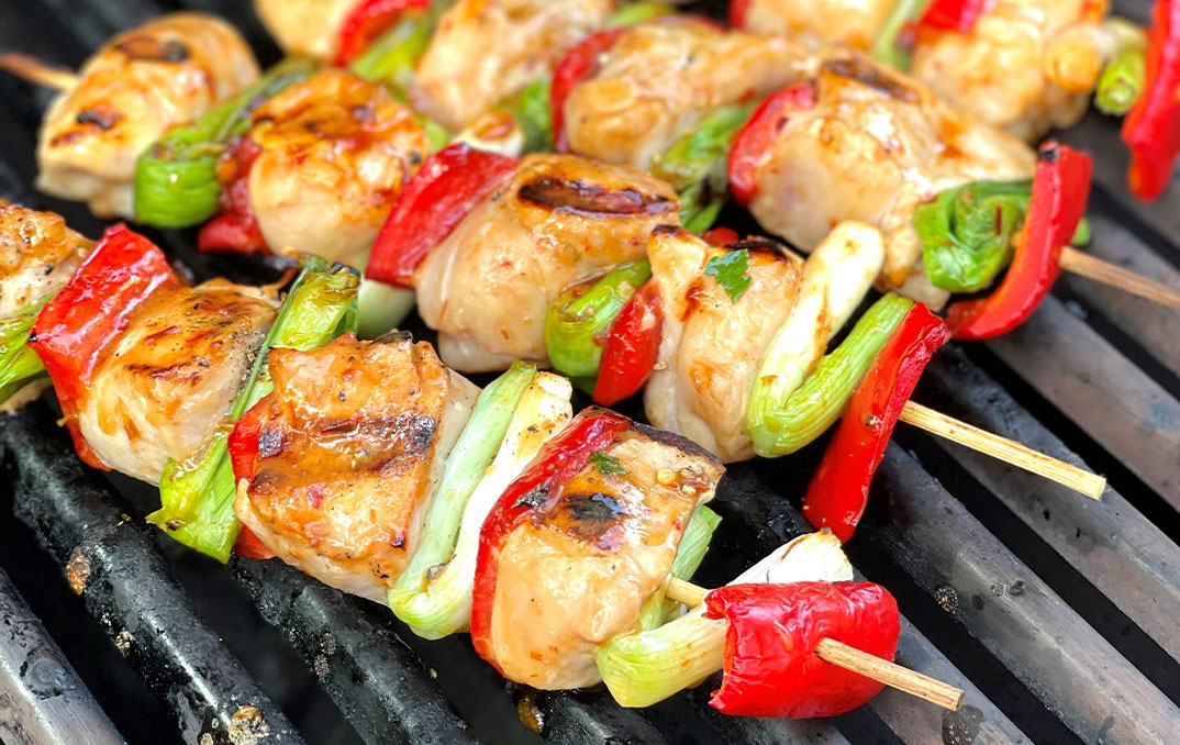 Red Pepper and Turkey Kabobs on the grill