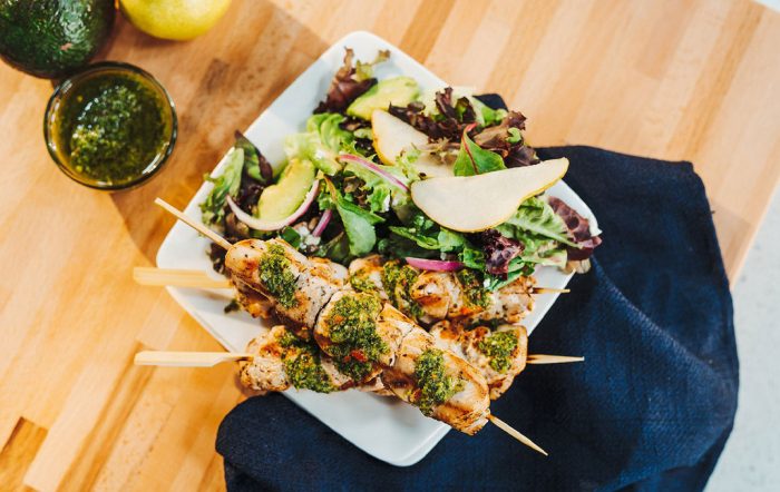 Chimichurri Salad with Grilled Turkey Kabobs