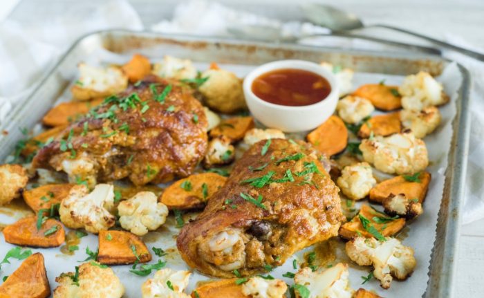 Dindon Madras avec patates sucrées et chou-fleur