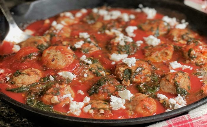Turkey Meatballs with Spinach and Feta
