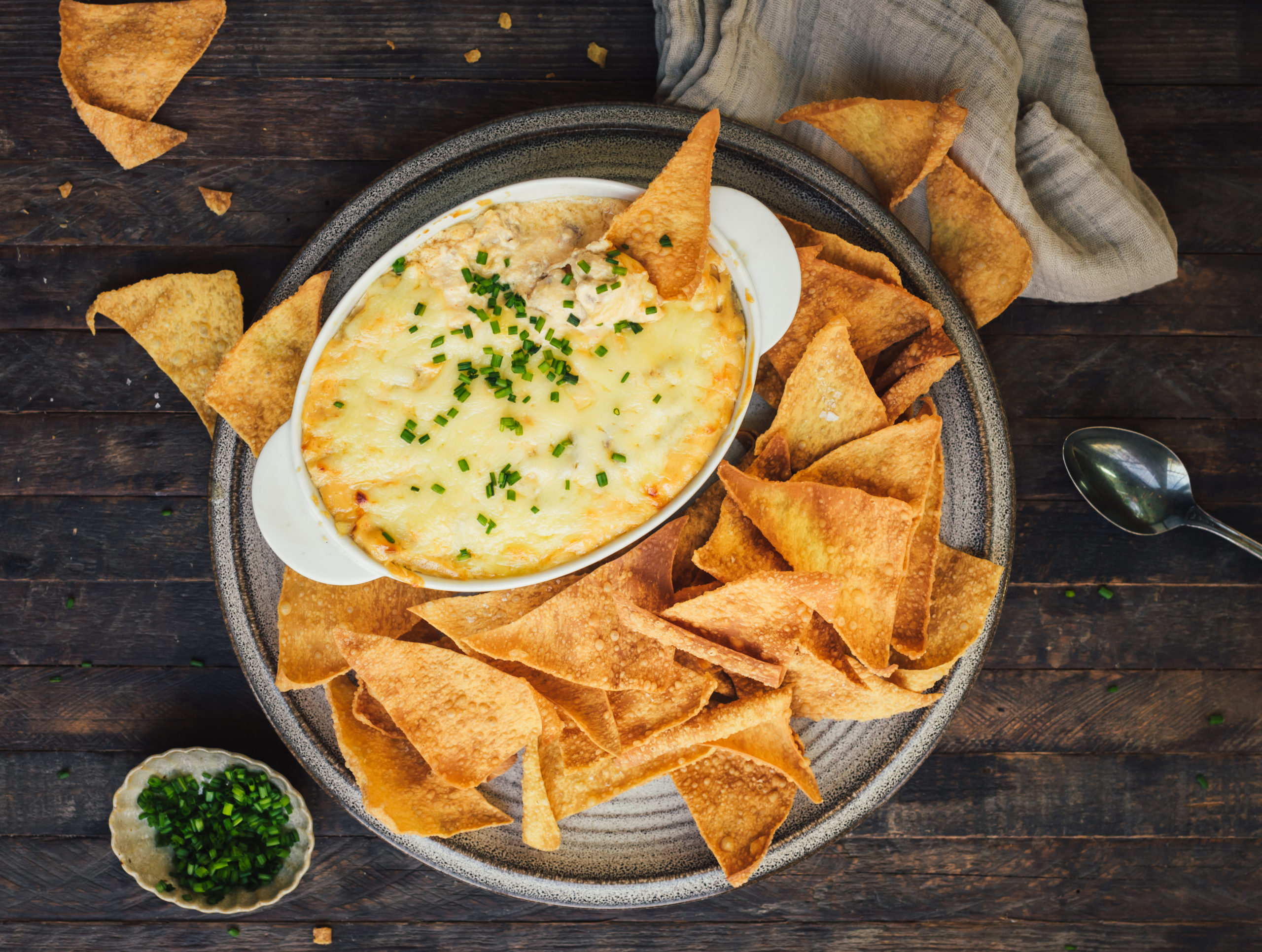 Turkey Rangoon Dip with Crispy Wonton Chips
