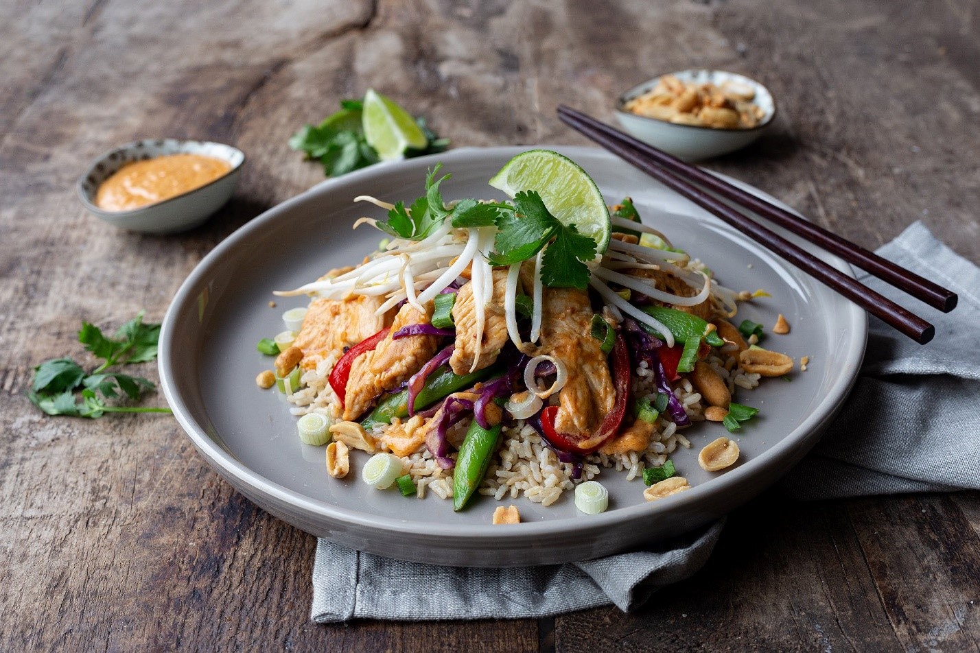 Turkey Stir-Fry with Spicy Peanut Sauce