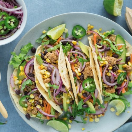 Turkey & Black Bean Tacos with Red Onion Salsa