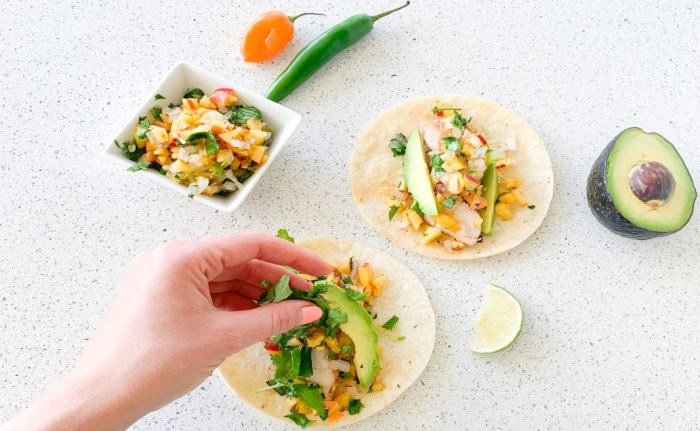 Turkey Tacos with Zesty Peach Salsa