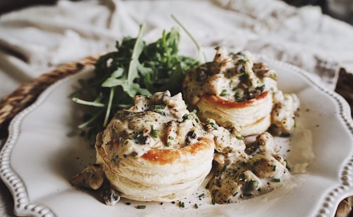 Turkey Breast, Mushrooms and Blue Cheese Vol-Au-Vents