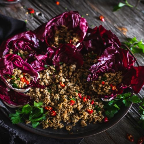 Honey Glazed Spicy Ground Turkey Radicchio Wraps