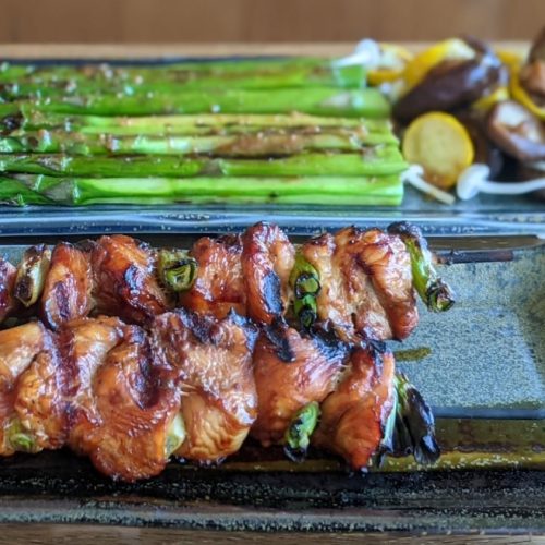 Yakitori-Style Turkey Skewers with Grilled Vegetables
