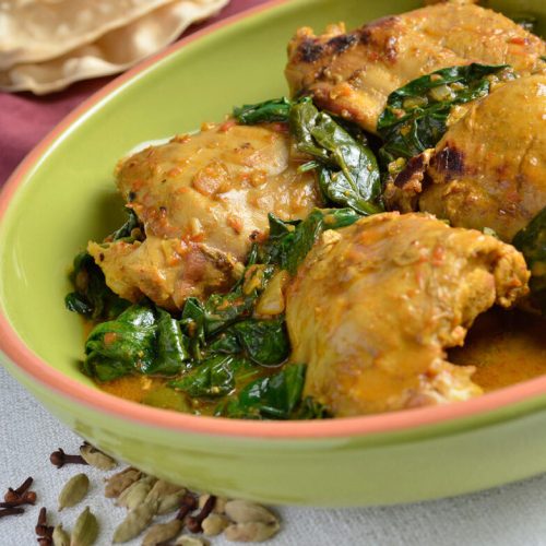 slow cooker curried turkey thighs in a bowl