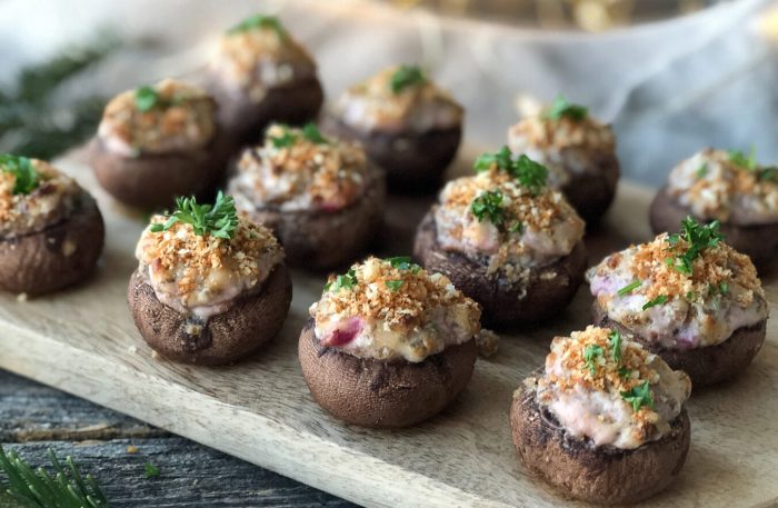 cranberry cream cheese turkey stuffed mushrooms