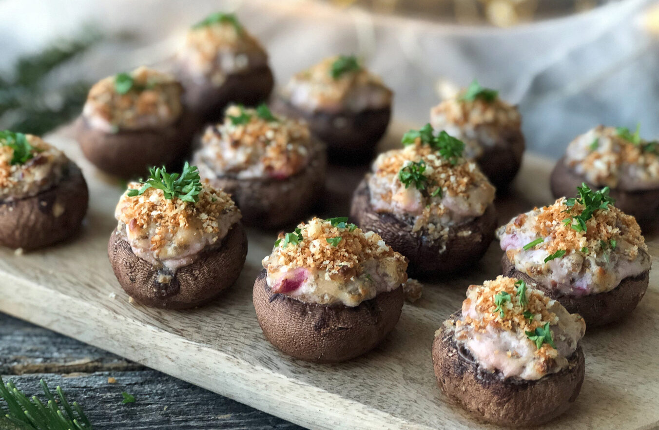 cranberry cream cheese turkey stuffed mushrooms